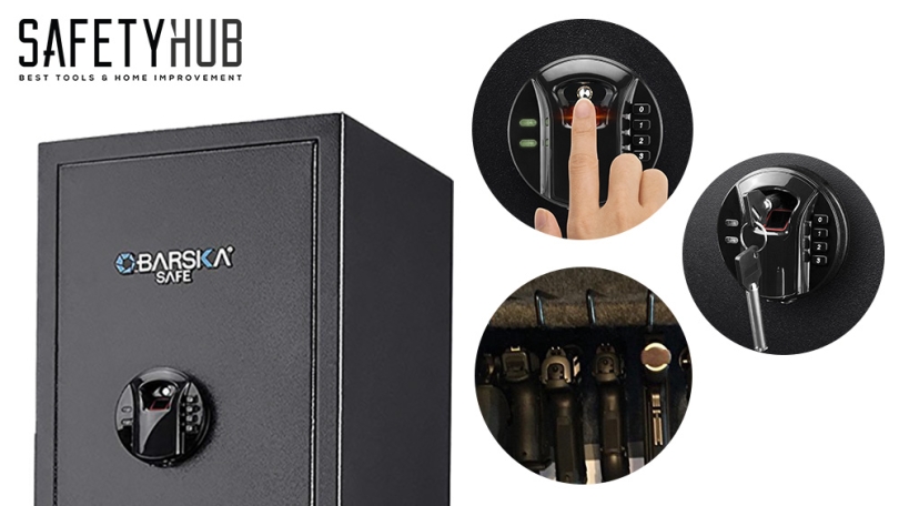 1. BARSKA New Large Quick Access Biometric Rifle Gun Safe Cabinet – Best Gun Safe For Small Spaces
