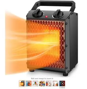 10 Space Heater – TRUSTECH Portable Heater with Adjustable Thermostat & Overheat Protection, Ceramic Electric Heater for Home, Office and Indoor Use, 3 Quiet Settings & Easy-Grip Carry Handle