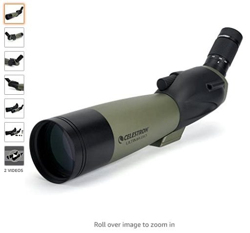 13 Celestron – Ultima 80 Angled Spotting Scope – 20 to 60x80mm Zoom Eyepiece – Multi-Coated Optics for Bird Watching, Wildlife, Scenery and Hunting – Waterproof and Fogproof