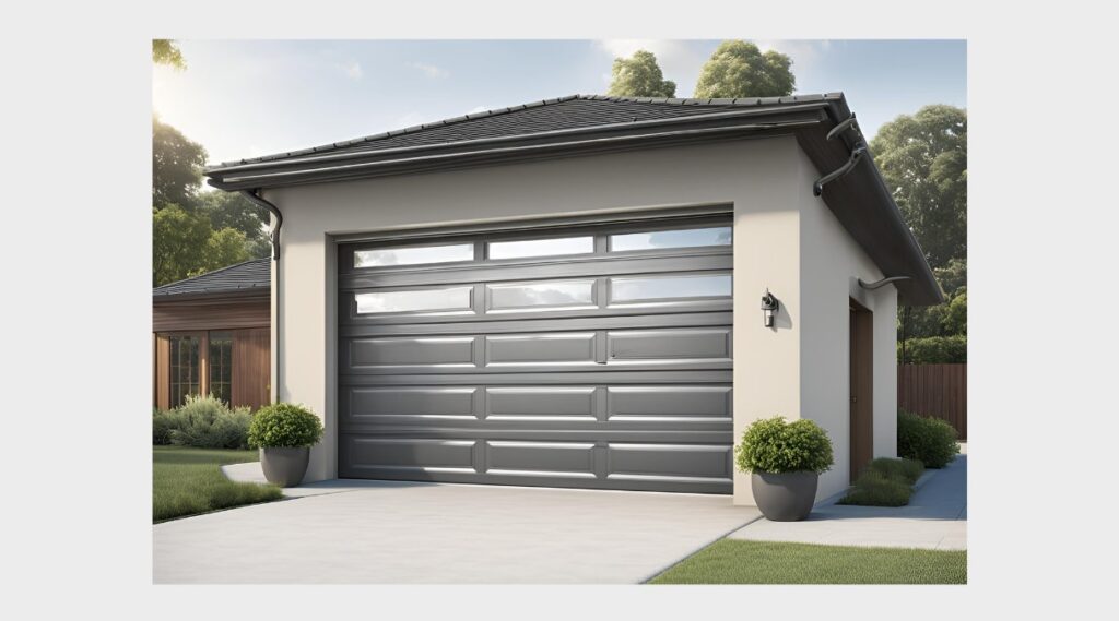 A high-quality image showing a garage door opening smoothly, with clear visibility of the rollers in the track, highlighting a well-maintained door in action. This image would emphasize the result of using the right rollers.