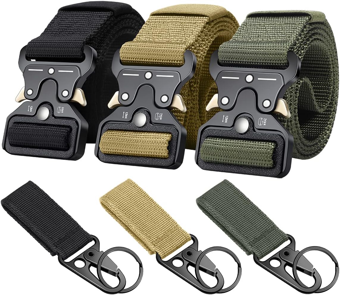 3-Pack Military Style Tactical Belts for Men